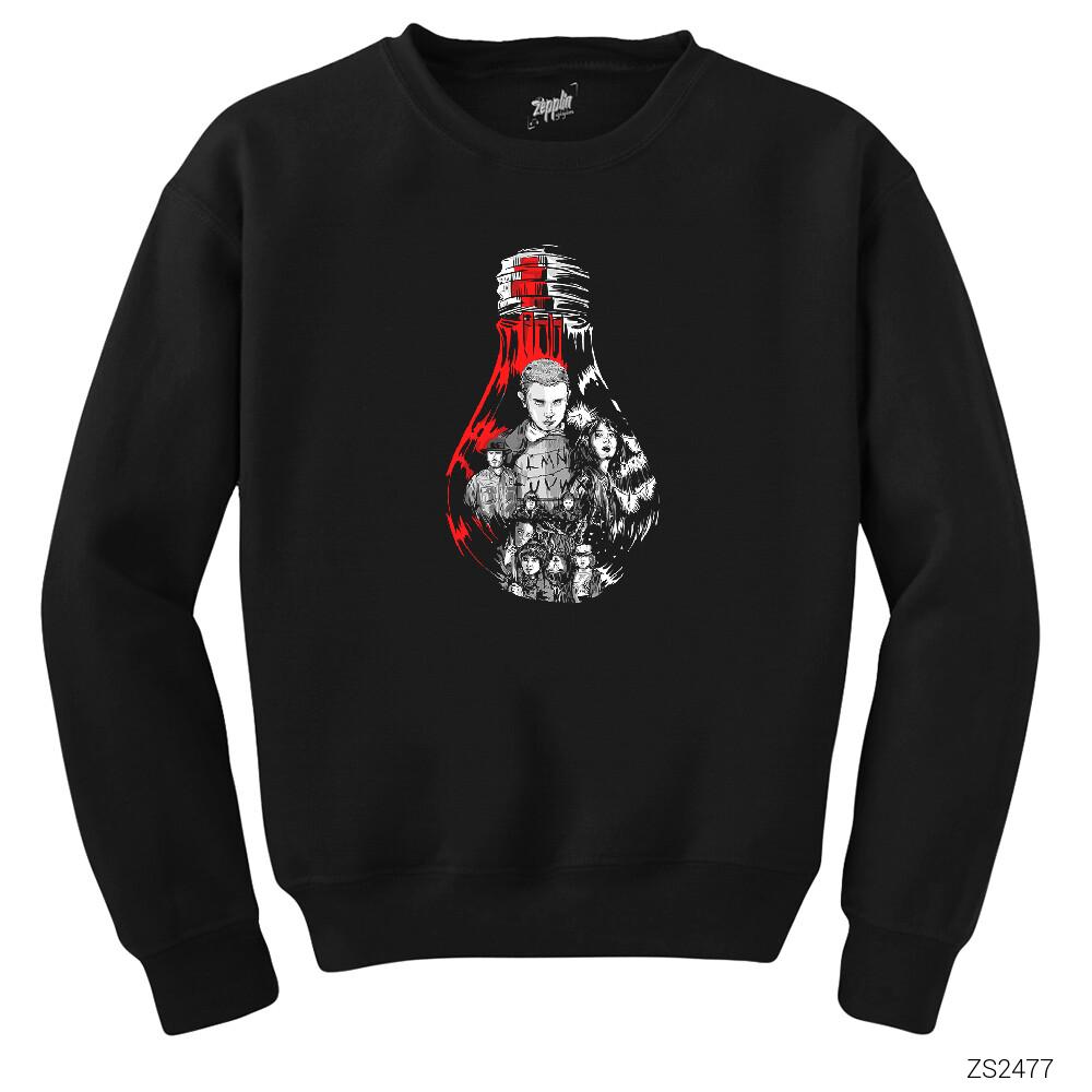Stranger Things Lamp Siyah Sweatshirt