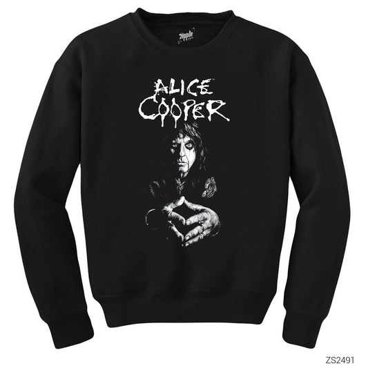 Alice Cooper Black and White Siyah Sweatshirt