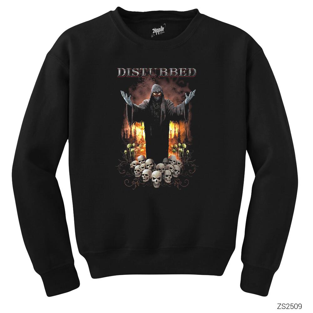 Disturbed Skulls Siyah Sweatshirt