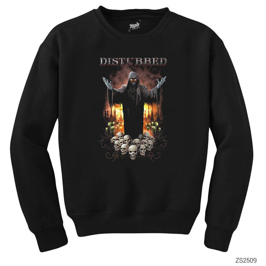 Disturbed Skulls Siyah Sweatshirt