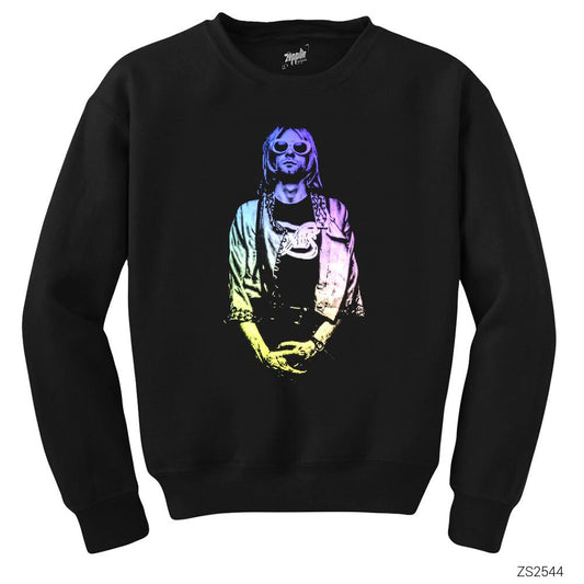 Nirvana Kurt Cobain Colored Siyah Sweatshirt