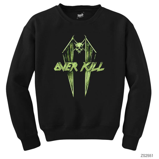 Overkill Wings and Skull Siyah Sweatshirt