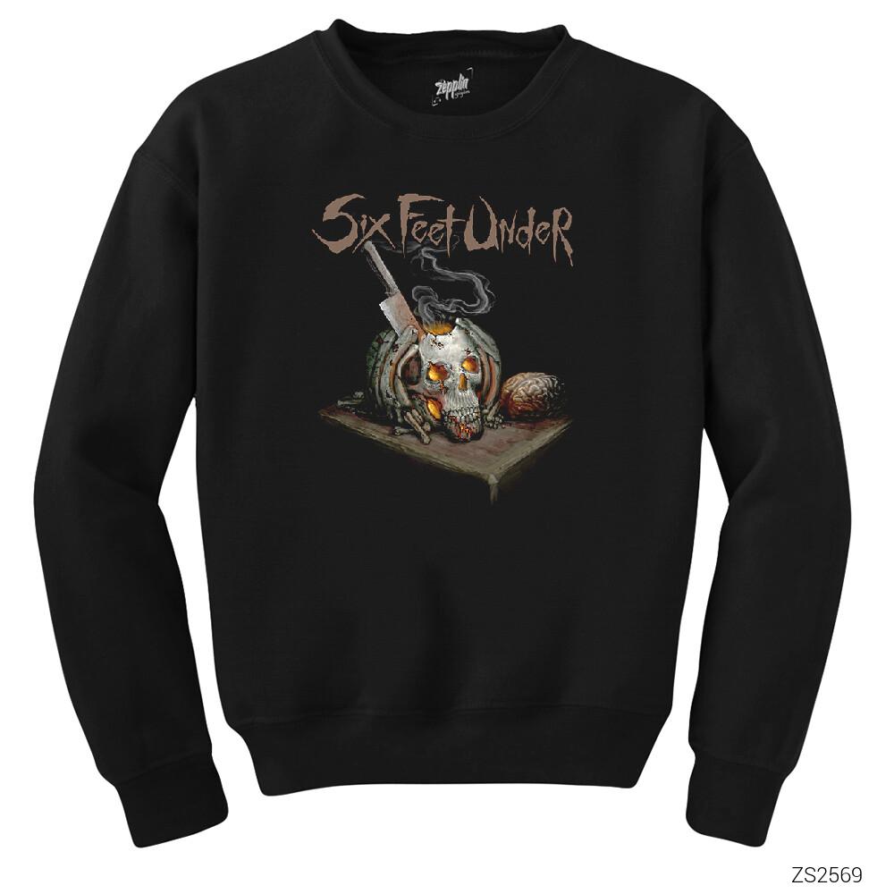 Six Feet Under Skull Knife Siyah Sweatshirt