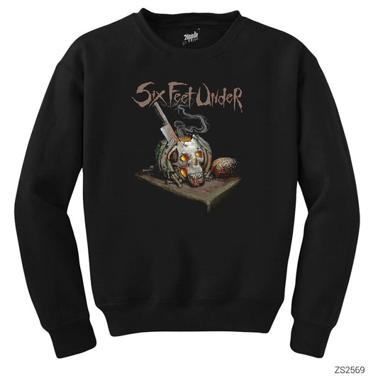 Six Feet Under Skull Knife Siyah Sweatshirt