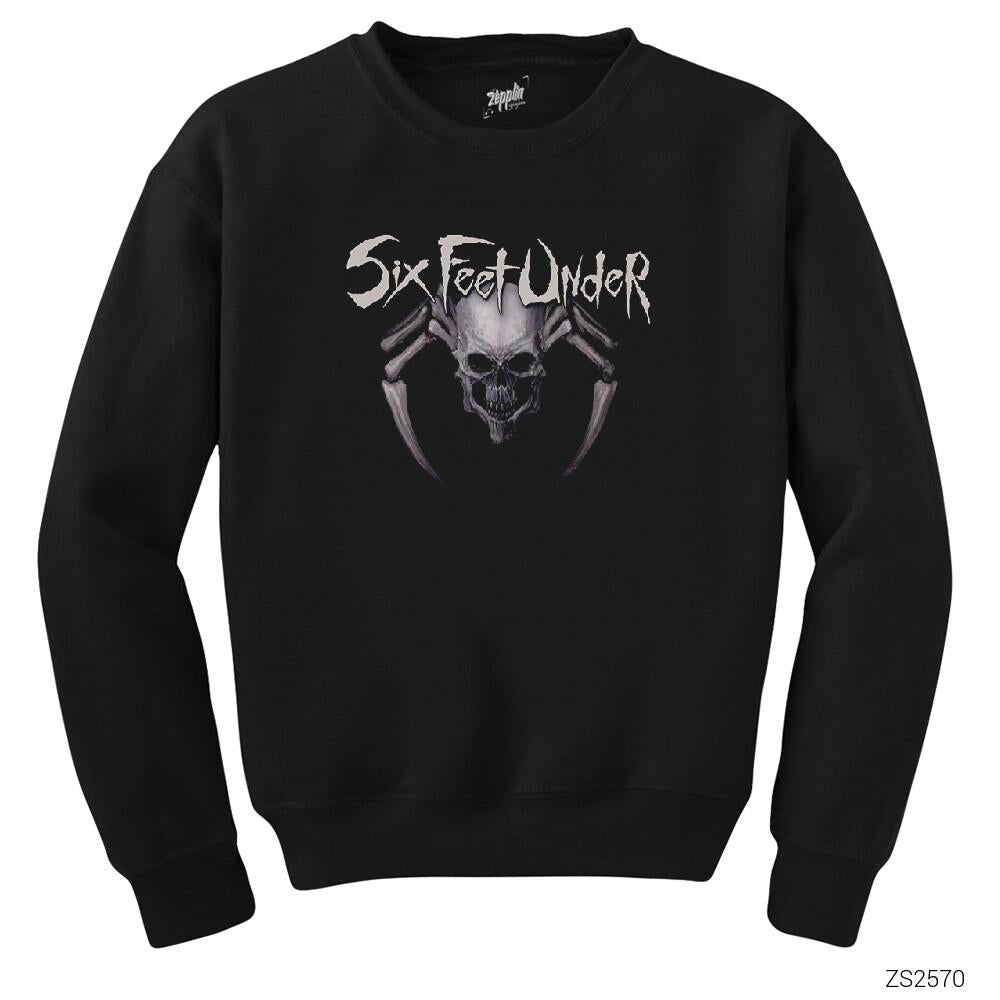 Six Feet Under Skull Spider Siyah Sweatshirt