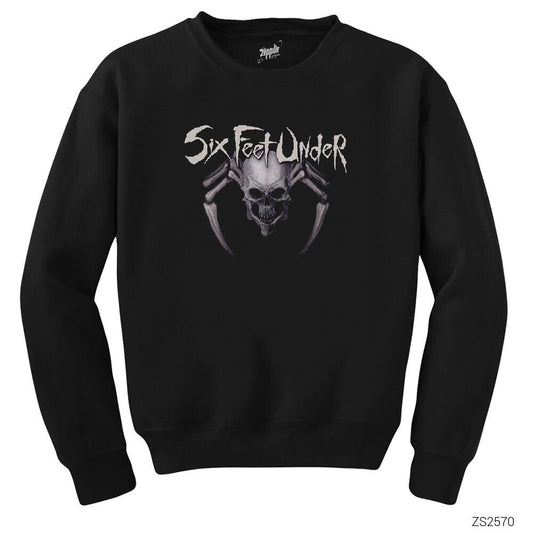 Six Feet Under Skull Spider Siyah Sweatshirt