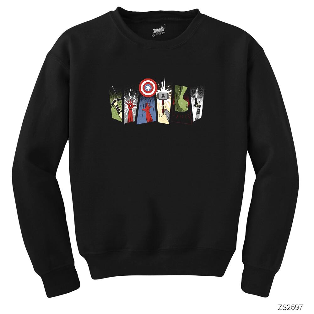 Avengers Items Siyah Sweatshirt