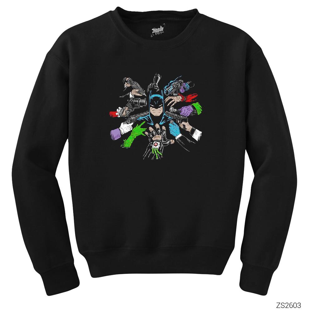 Batman and Enemy Siyah Sweatshirt
