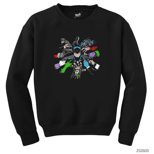 Batman and Enemy Siyah Sweatshirt