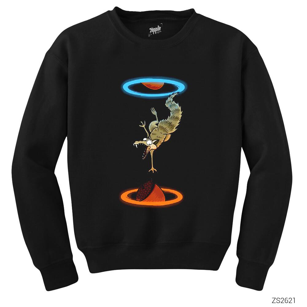 Buz Devri Squirrel Portal Siyah Sweatshirt