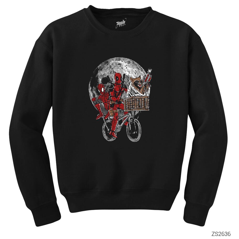 Deadpool and Moon Siyah Sweatshirt