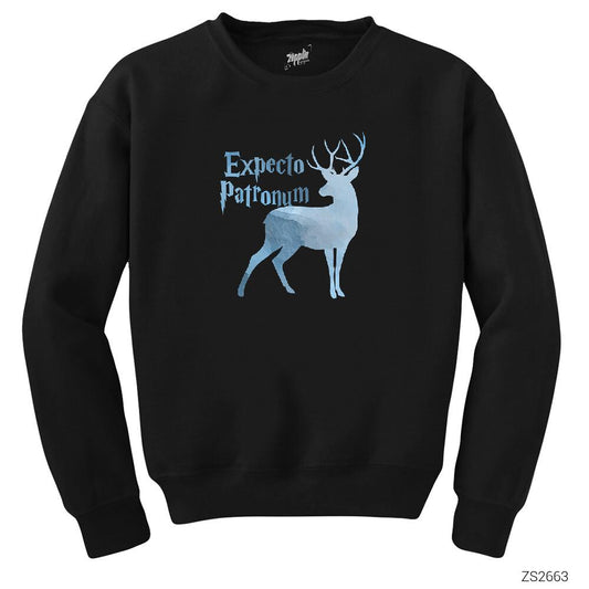 Harry Potter Expecto Patronum Siyah Sweatshirt