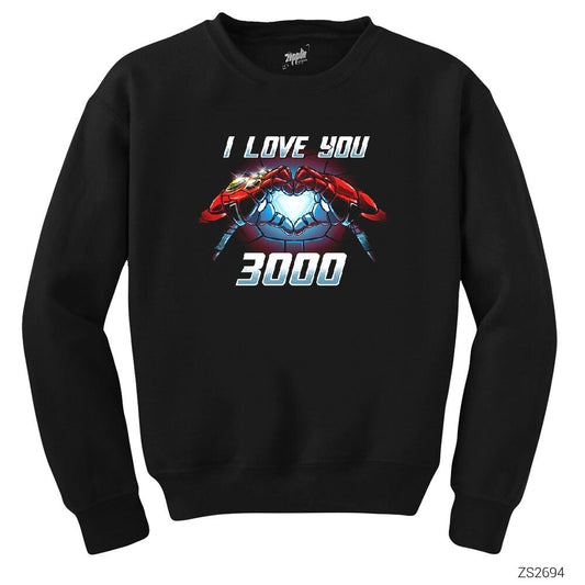 Iron man I Love You 3000 Siyah Sweatshirt