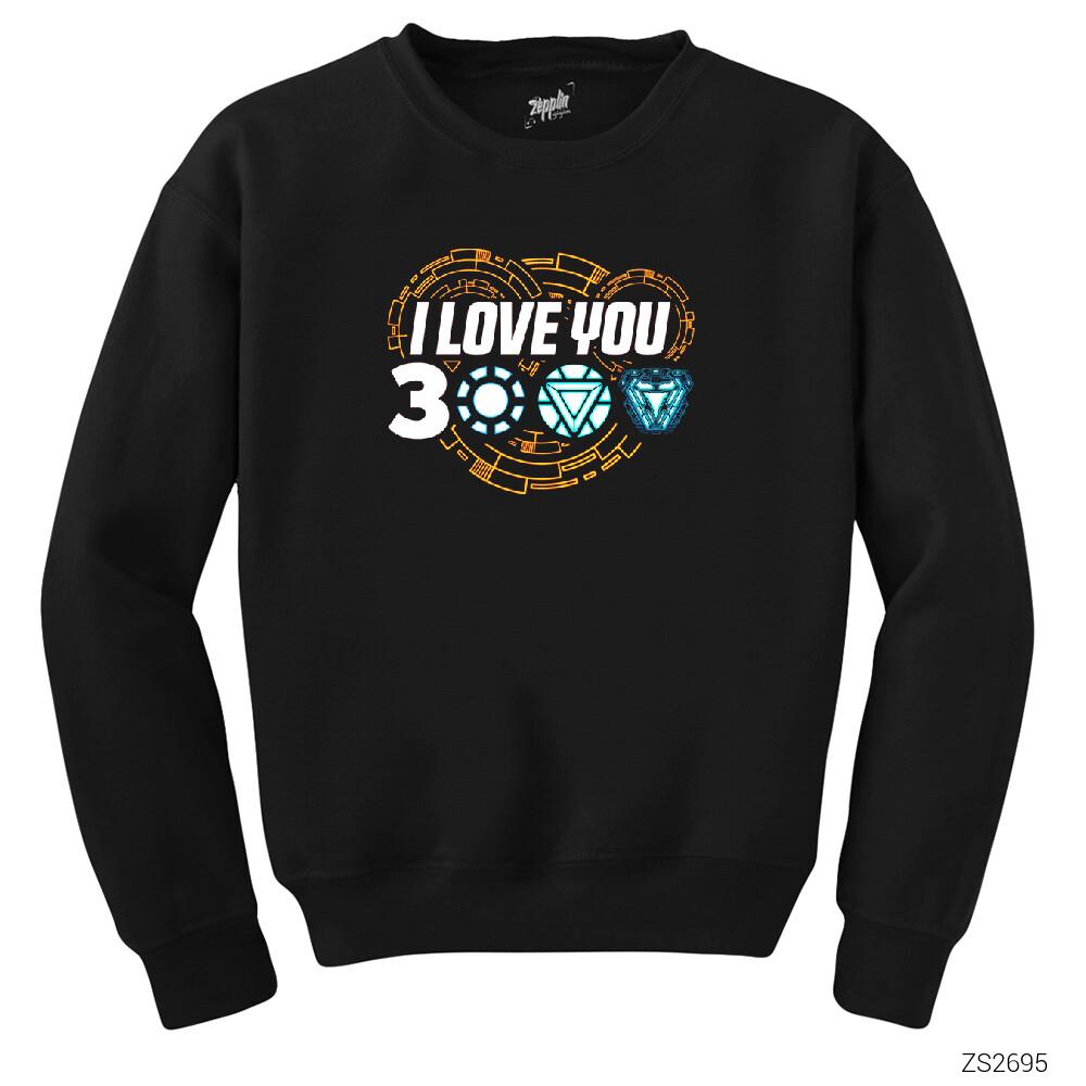 Iron Man I Love You 3000 2 Siyah Sweatshirt
