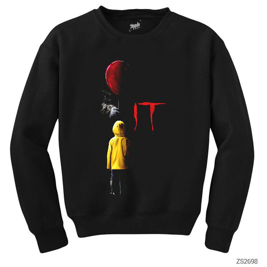 IT Child and Balloon Siyah Sweatshirt