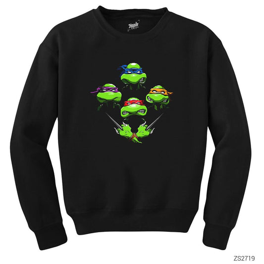 Ninja Turtles Face Siyah Sweatshirt