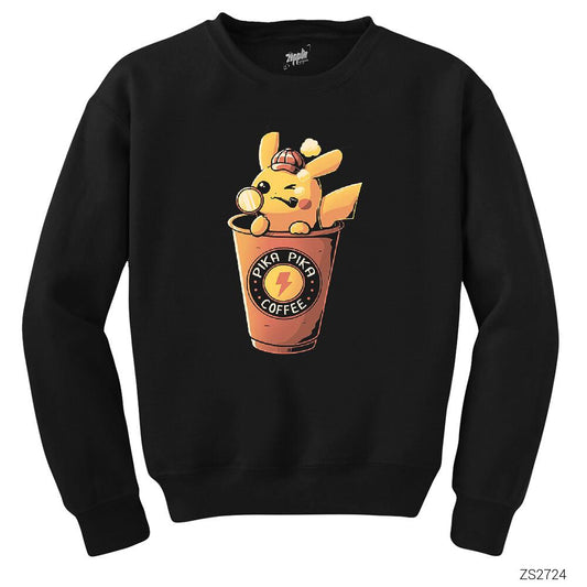 Pikachu Detective and Coffe Siyah Sweatshirt