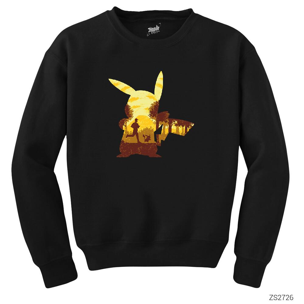 Pikachu Mask Siyah Sweatshirt
