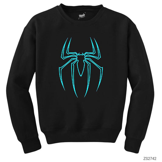 Spiderman Blue Logo  Siyah Sweatshirt