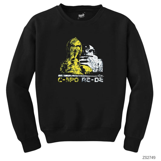 Star Wars C-30 and R2-D2 Siyah Sweatshirt