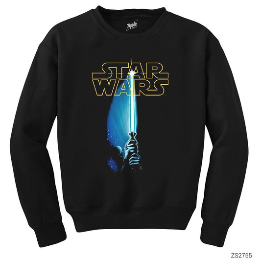 Star Wars Sword and Logo Siyah Sweatshirt