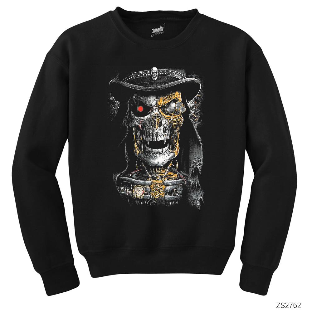 Terminator Skull Siyah Sweatshirt