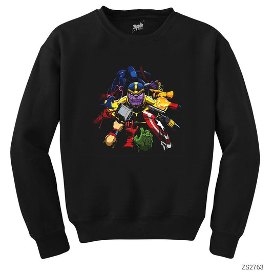Thanos And Enemies Siyah Sweatshirt