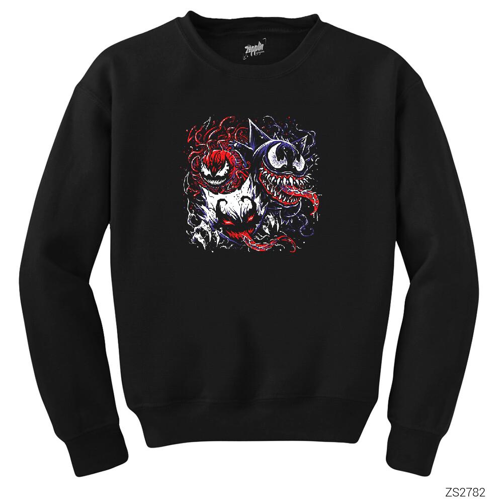 Venom Faces Siyah Sweatshirt