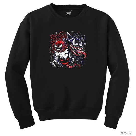 Venom Faces Siyah Sweatshirt