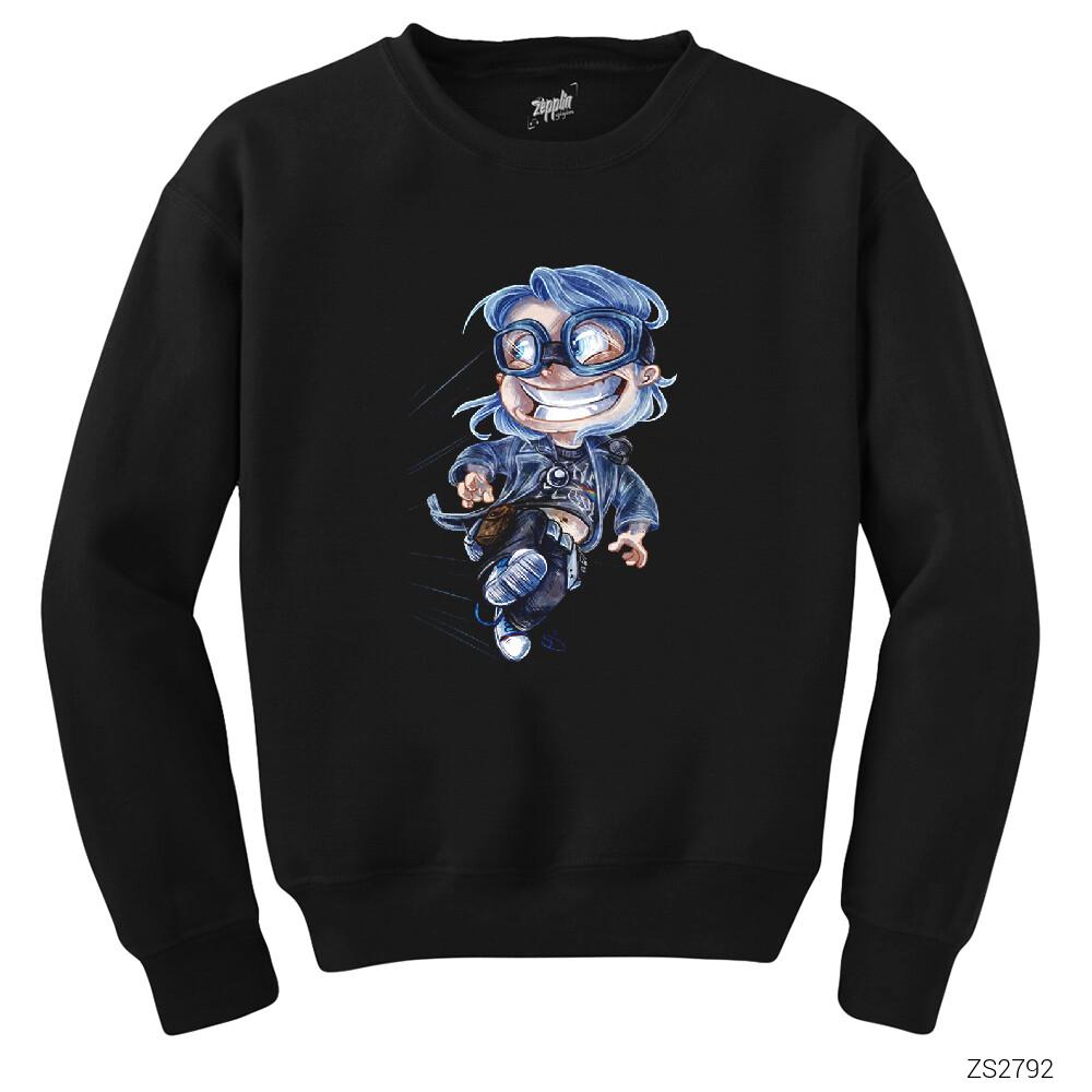 X-men Quick Sliver Cartoon Siyah Sweatshirt