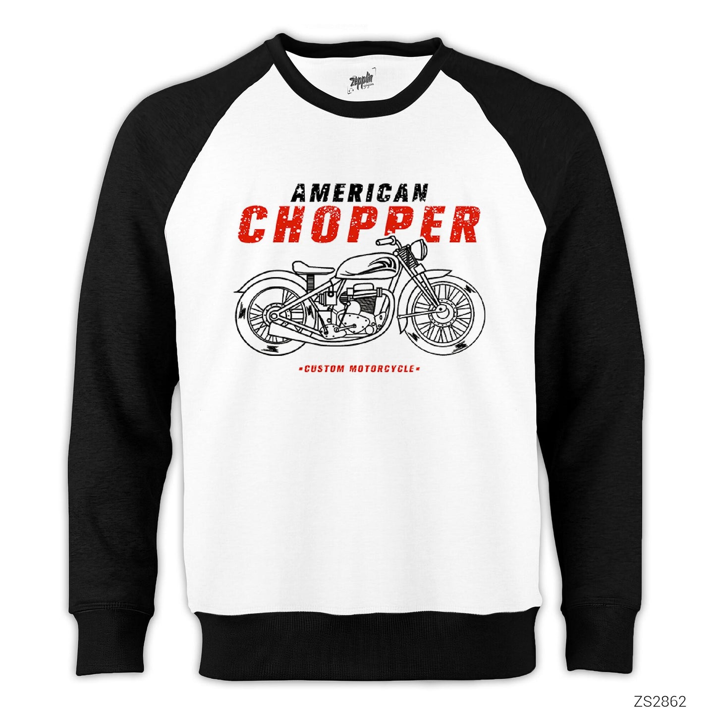 American Chopper Reglan Kol Beyaz Sweatshirt