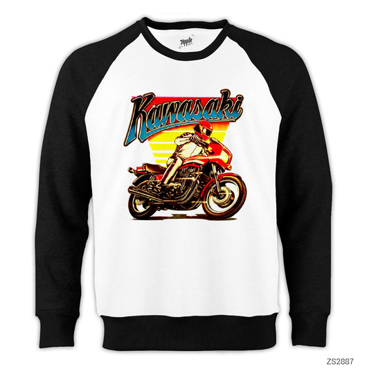 Kawasaki FanArt Reglan Kol Beyaz Sweatshirt