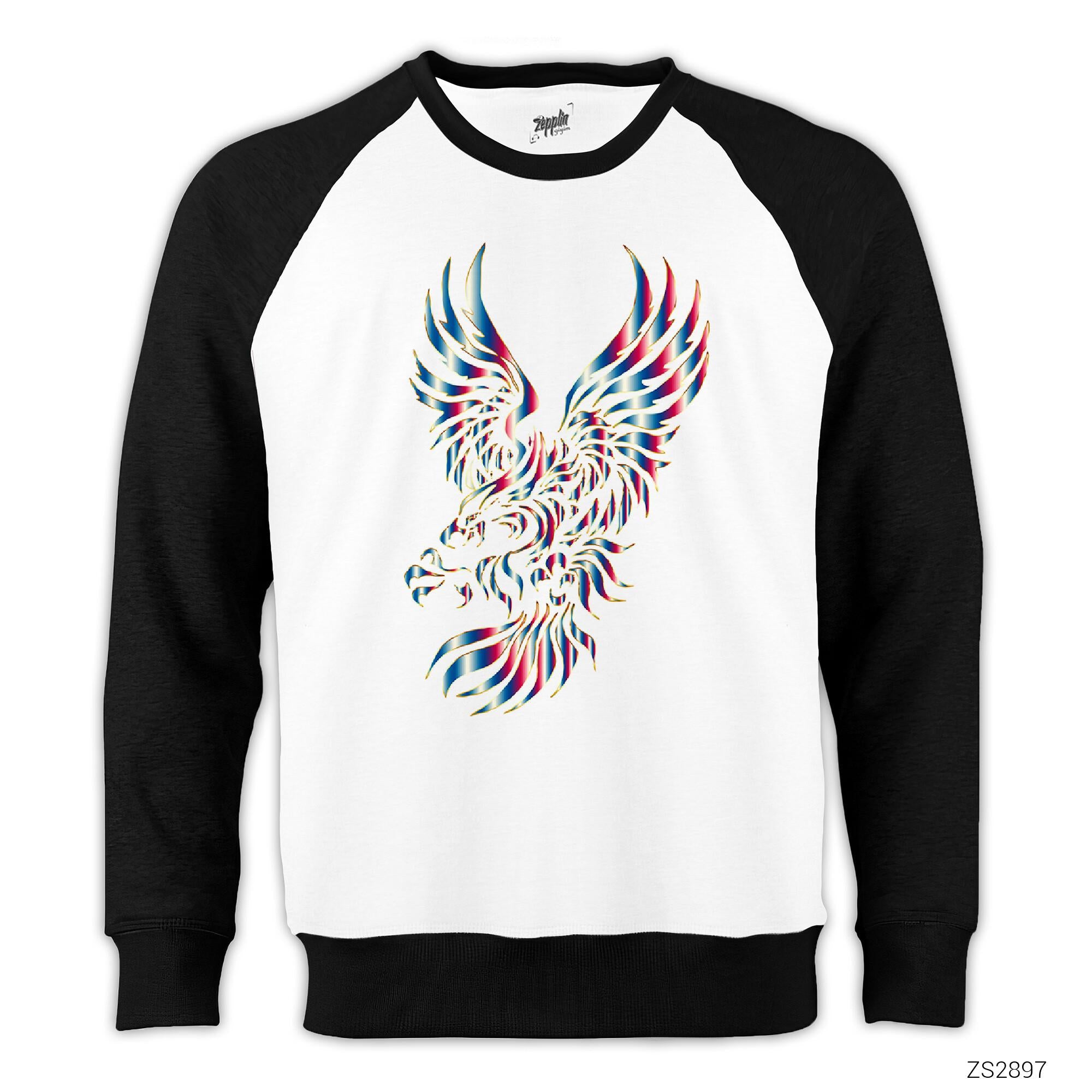 Rainbow Eagle Reglan Kol Beyaz Sweatshirt