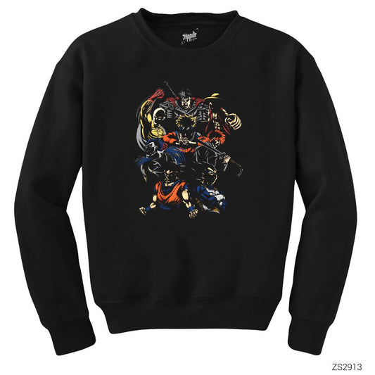 Anime Characters Siyah Sweatshirt