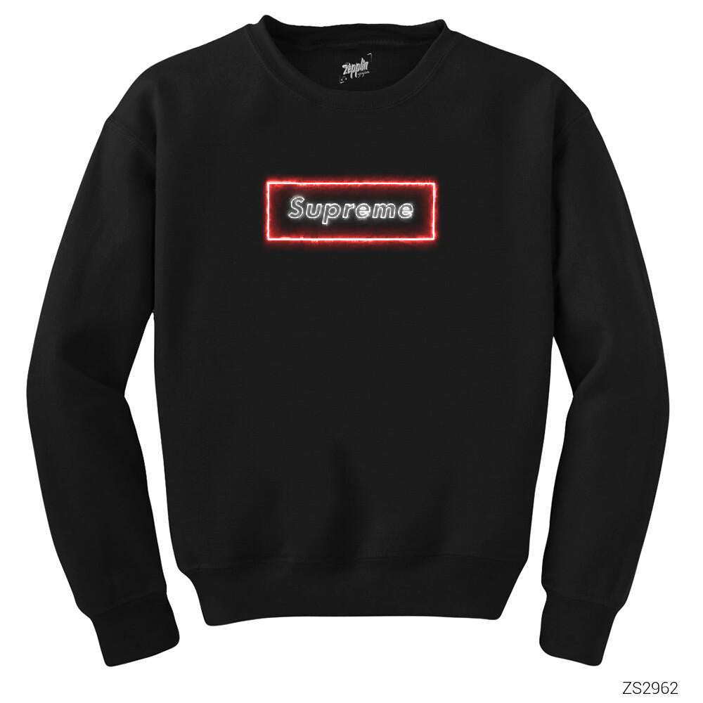Supreme Neon Siyah Sweatshirt