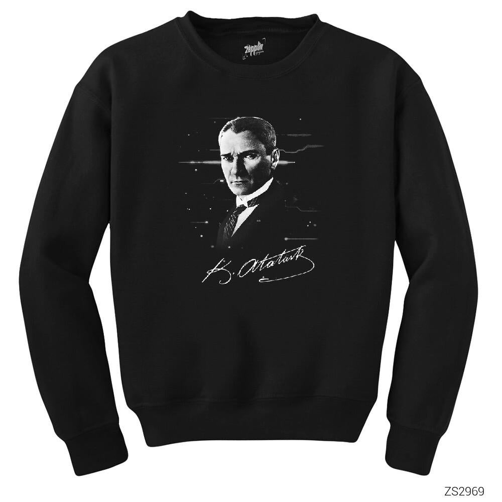 Atatürk Poster Siyah Sweatshirt