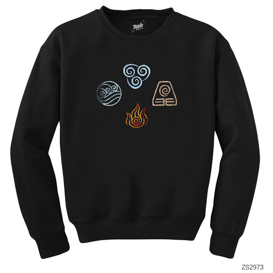 Avatar the Last Air Elements Siyah Sweatshirt