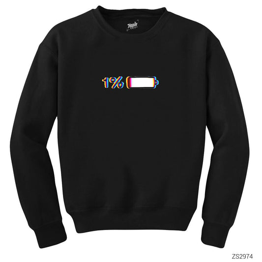 Battery Low Siyah Sweatshirt