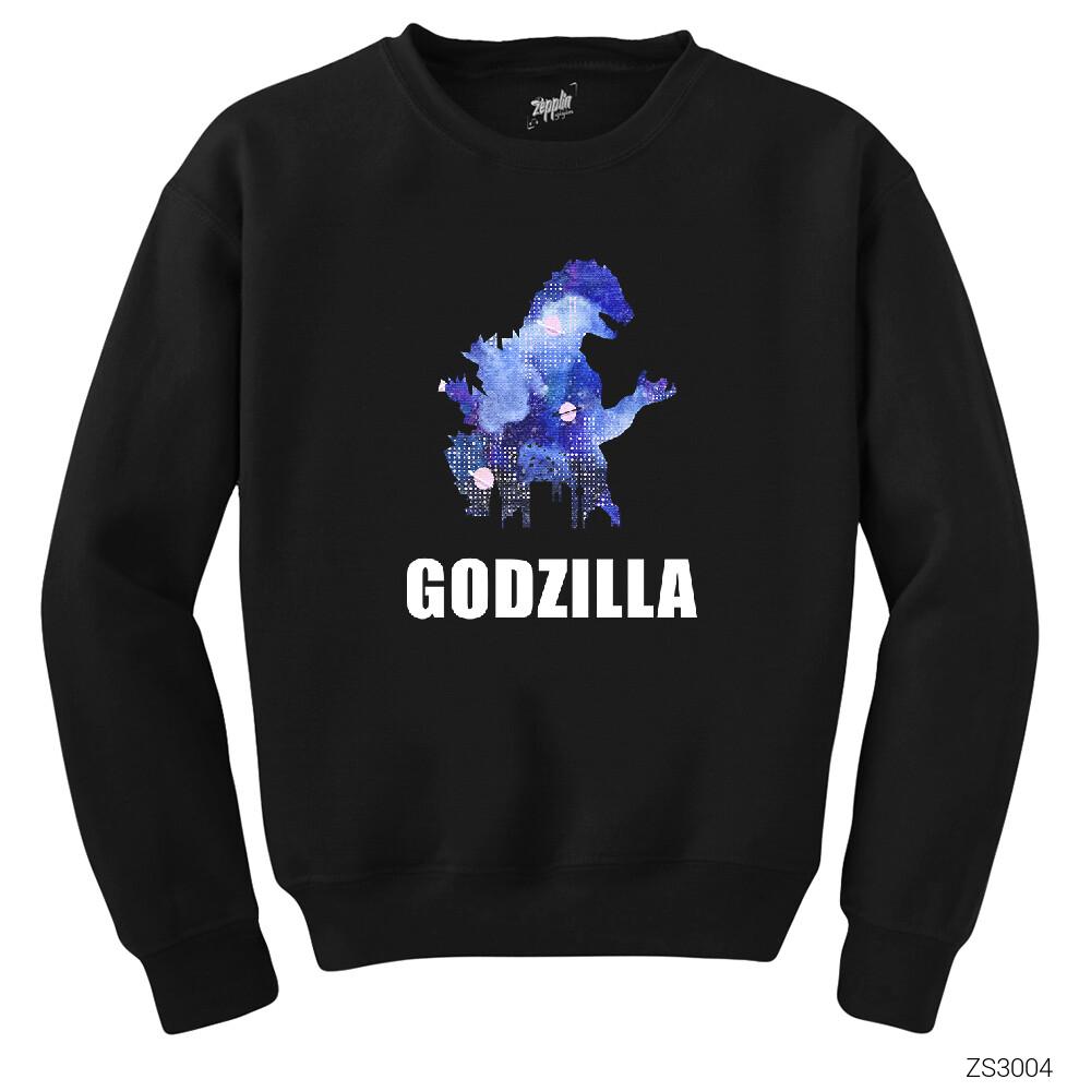 Godzilla in City Siyah Sweatshirt