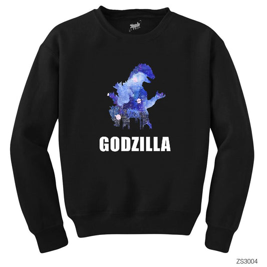 Godzilla in City Siyah Sweatshirt