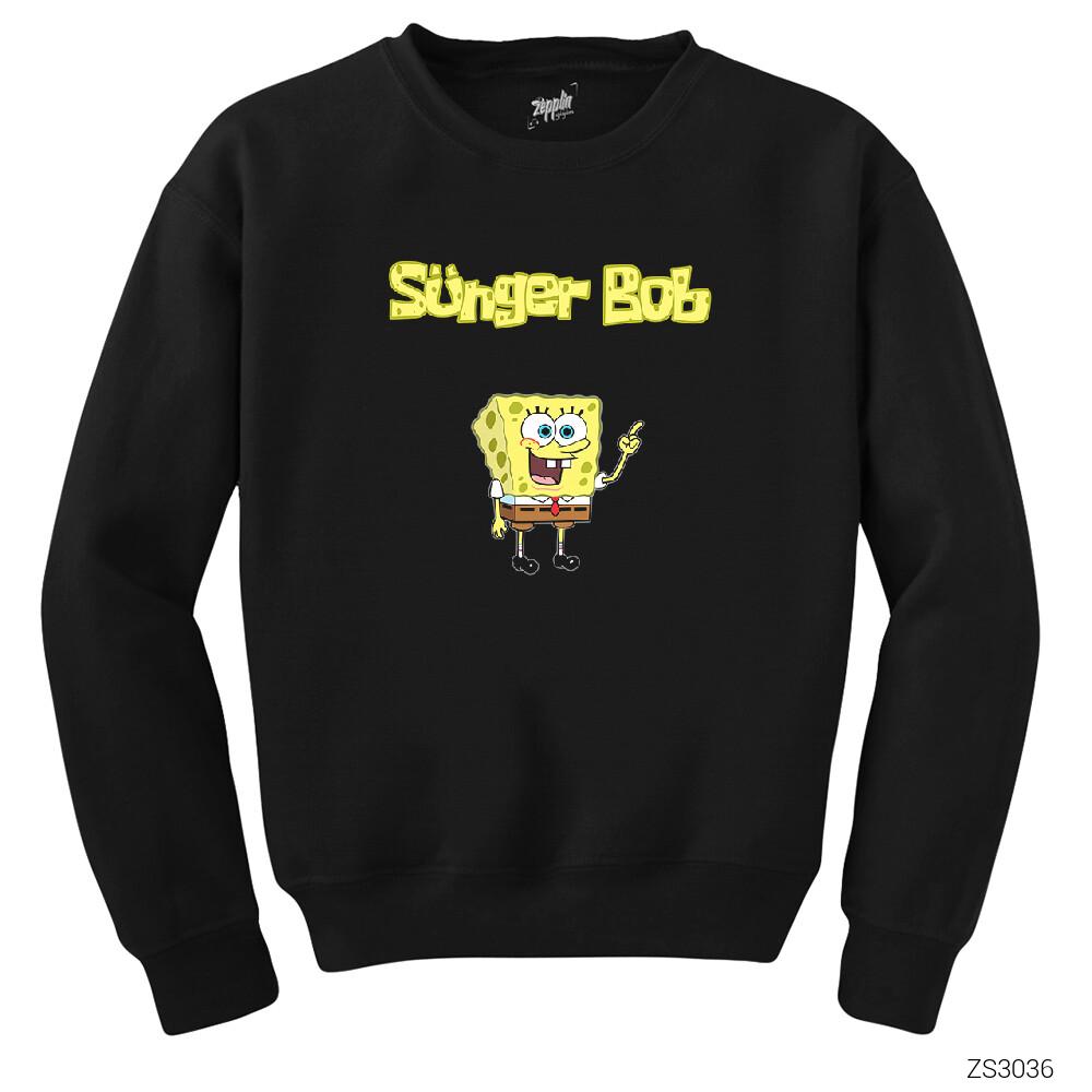 Sünger Bob Siyah Sweatshirt