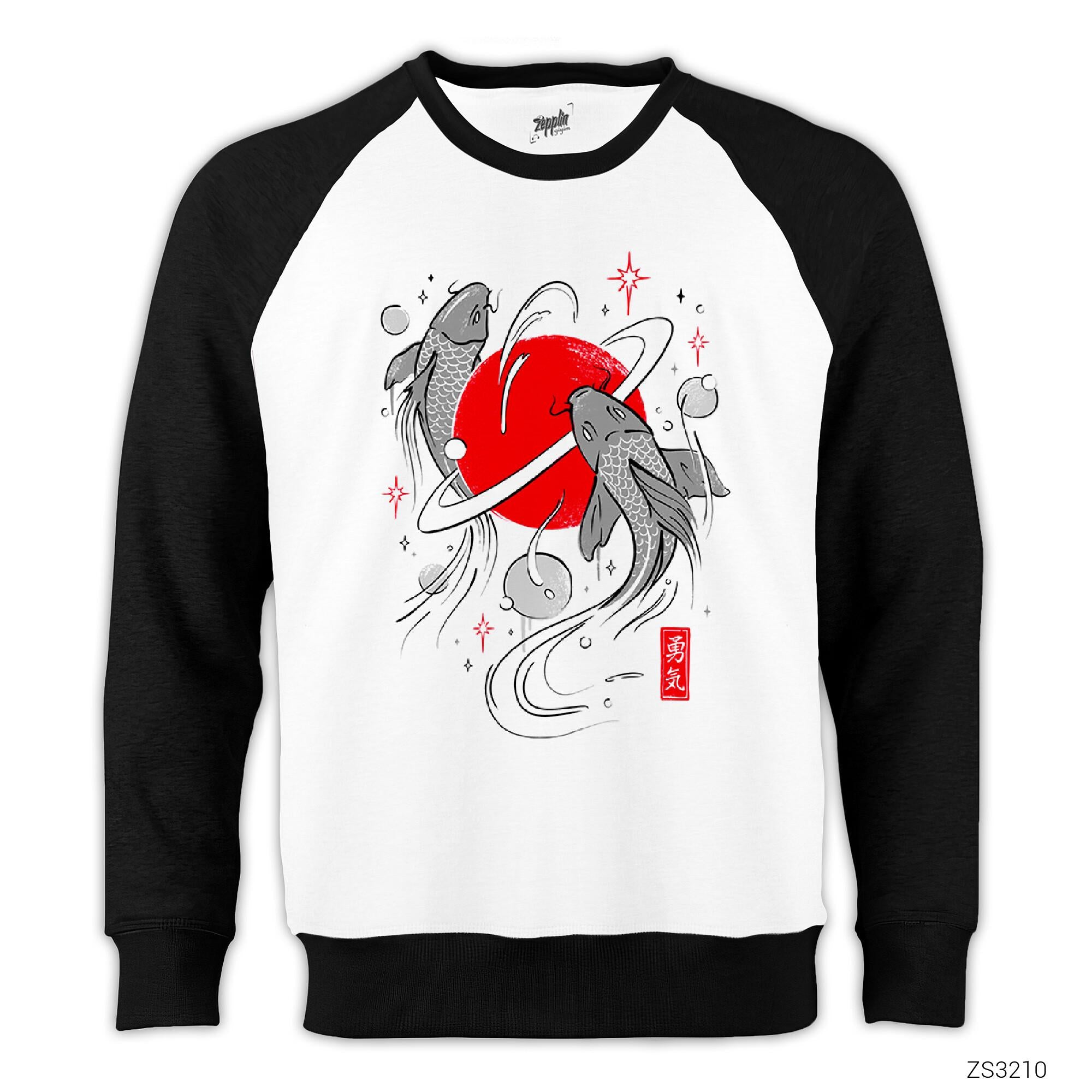 Koi Balık Reglan Kol Beyaz Sweatshirt