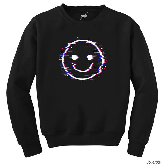 Glitch Face Siyah Sweatshirt