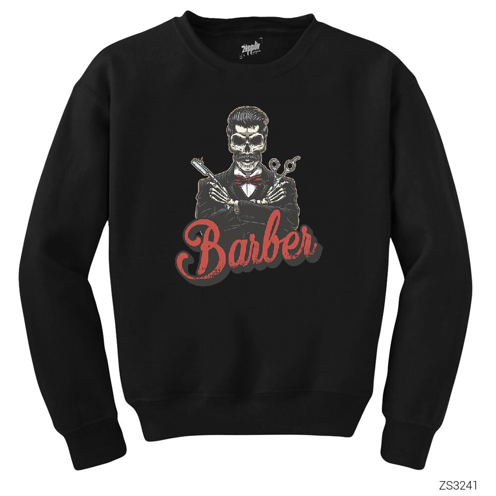 Barber Skull Siyah Sweatshirt