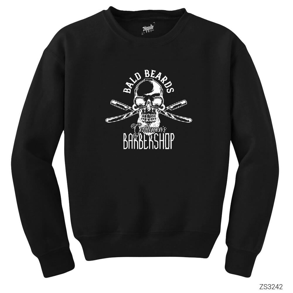 Barbershop Bald Beards Siyah Sweatshirt