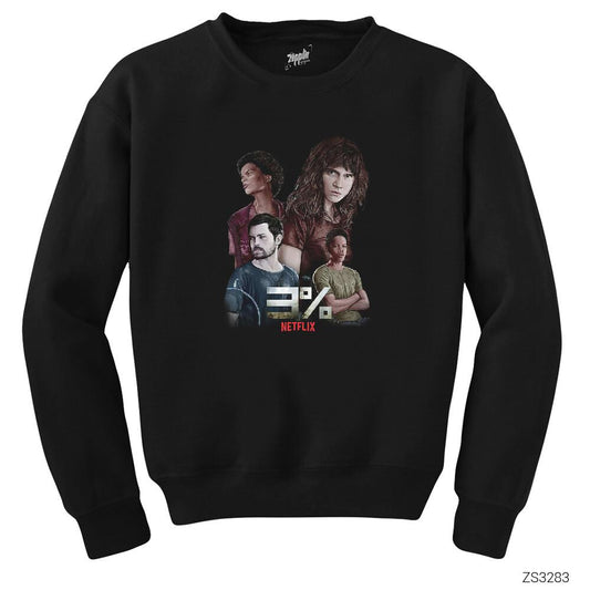 3% Percent Netflix Siyah Sweatshirt