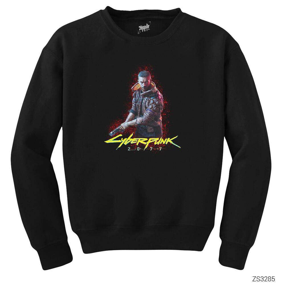 Cyberpunk 2077 Cyberman Siyah Sweatshirt