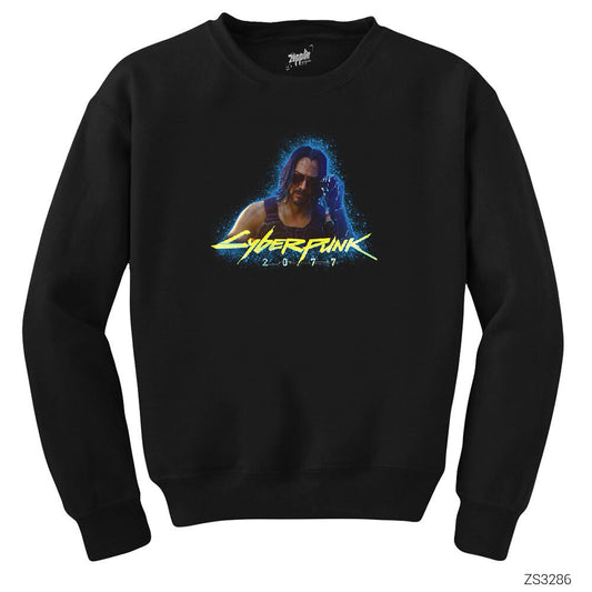 Cyberpunk 2077 Keanu Reeves Siyah Sweatshirt