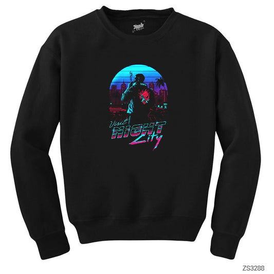 Cyberpunk 2077 Visit Night City Siyah Sweatshirt