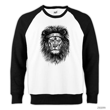 Aslan Just Do It Reglan Kol Beyaz Sweatshirt